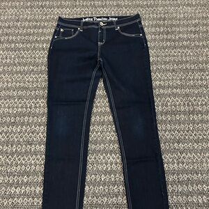 Girls size 16.5 Justice Jeggings in Dark Blue with Contrast Stitching